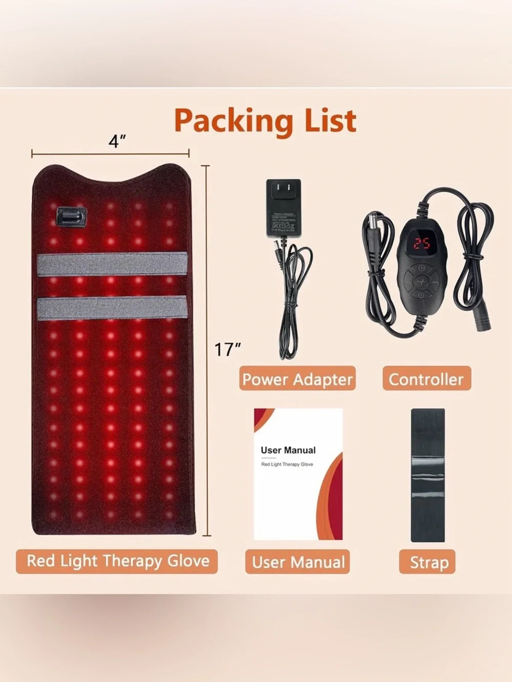 Red Light Therapy Glove for Hand & Wrist 150 LEDs Infrared Light Therapy for Fin